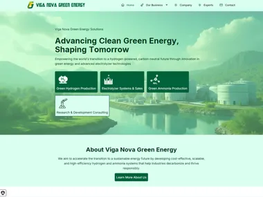 Viga Nova Green Energy website homepage showing its clean-energy focus areas